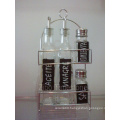 4PC Glass Oil Bottle Set with Iron Holder (TS015-07)